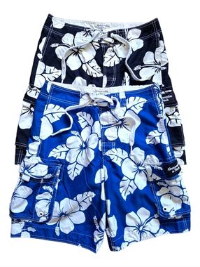 Vtg Lot Y2K Abercrombie & Fitch Board Shorts Blue Floral Hawaiian Swim Trunks M